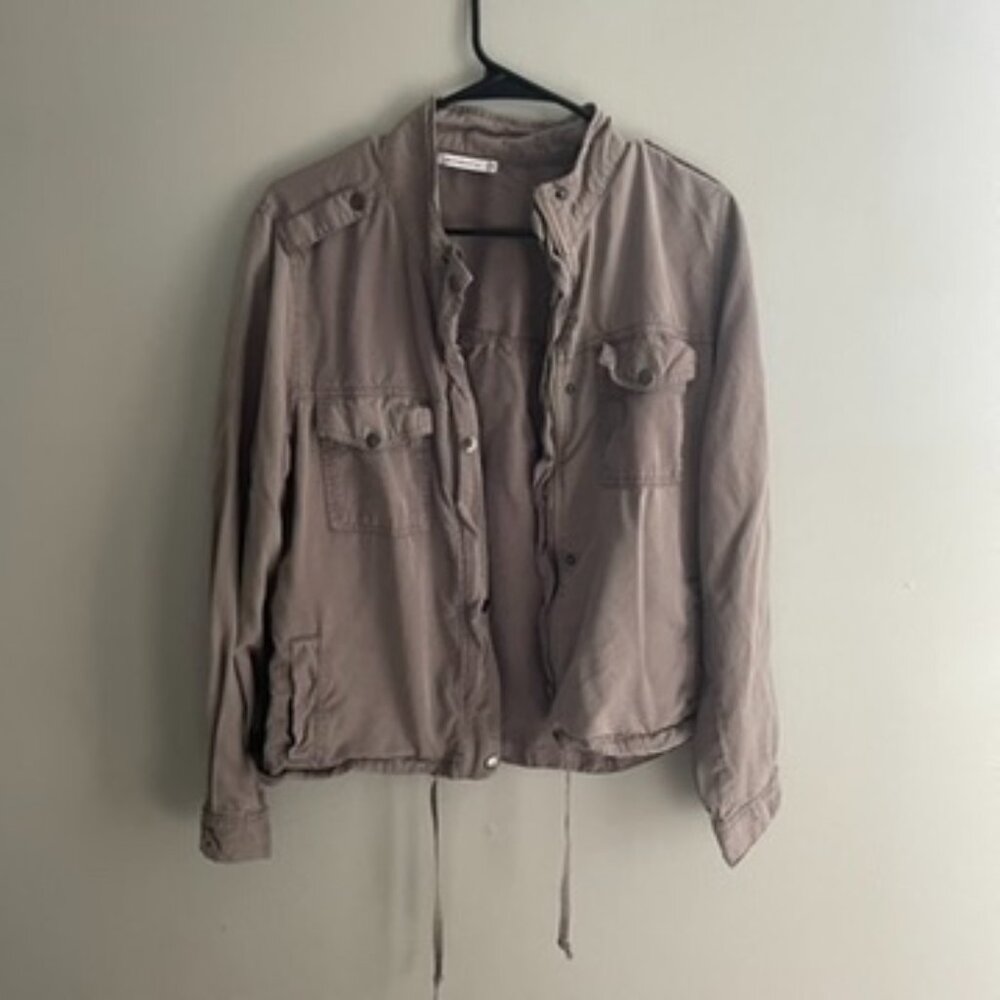 Staccato Tencel Utility Jacket Women’s Medium Taupe Lightweight Military Style J